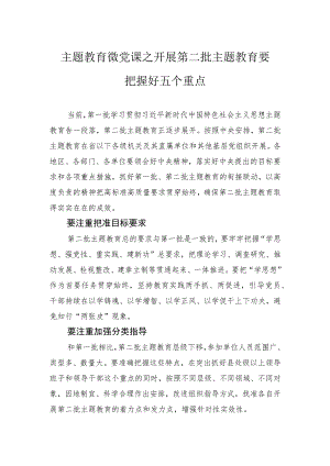主题教育微党课之开展第二批主题教育要把握好五个重点.docx
