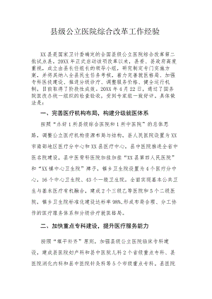 县级公立医院综合改革工作经验.docx