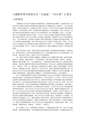 主题教育督导组组长在“大起底”“回头看”汇报会上的讲话.docx