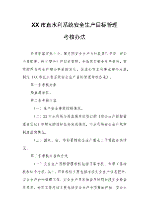 XX市直水利系统安全生产目标管理考核办法.docx