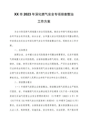 XX市2023年深化燃气安全专项排查整治工作方案.docx