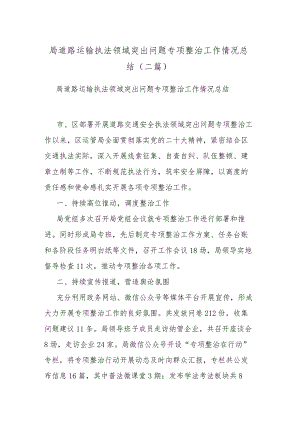 局道路运输执法领域突出问题专项整治工作情况总结(二篇).docx