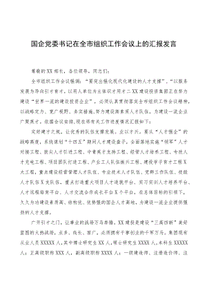 国企党委书记在全市组织工作会议上的汇报发言.docx