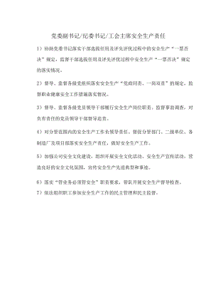 党委副书记纪委书记工会主席安全生产责任.docx