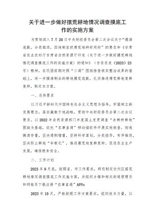 2023年关于进一步做好撂荒耕地情况调查摸底工作实施方案.docx