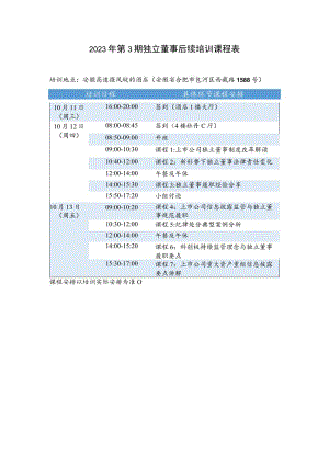 2023年第3期独立董事后续培训课程表.docx