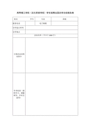 高等理工学院沈元荣誉学院学生短期出国访学总结报告表.docx