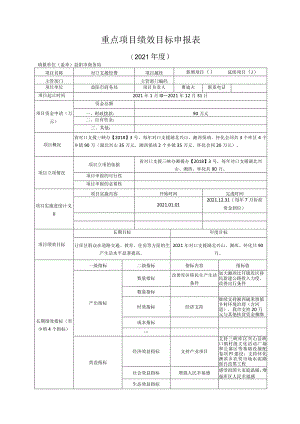 重点项目绩效目标申报表.docx