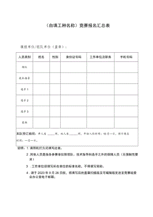 自填工种名称竞赛报名汇总表.docx