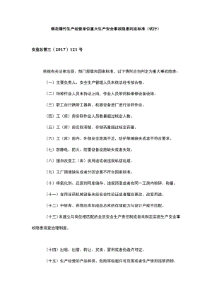 烟花爆竹生产经营单位重大生产安全事故隐患判定标准（试行）.docx