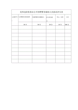 龙邦边防检查站公开招聘警务辅助人员面试评分表.docx