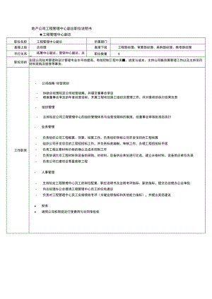 地产公司工程管理中心副总职位说明书.docx