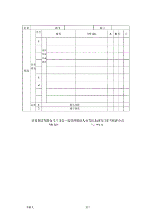 建设集团有限公司项目部一般管理职能人员直接上级项目度考核评分表.docx