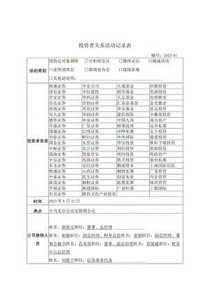 证券代码603612证券简称索通发展投资者关系活动记录表.docx