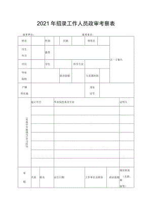 2021年招录工作人员政审考察表.docx