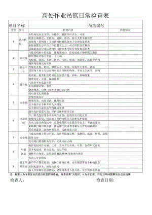 高处作业吊篮日常检查表.docx