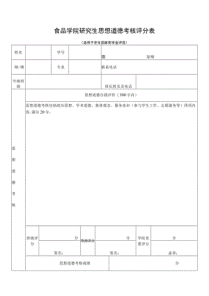 食品学院研究生思想道德考核评分表.docx