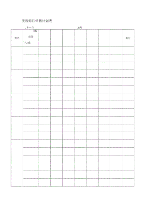 美容师月销售计划表.docx