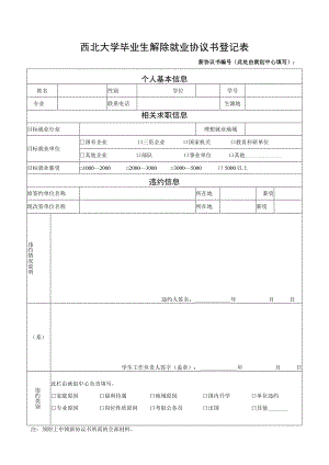 西北大学毕业生解除就业协议书登记表.docx