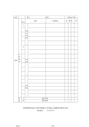 建设集团有限公司机关职能人员直接上级绩效考核评分表.docx