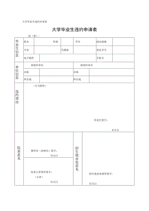 大学毕业生违约申请表.docx