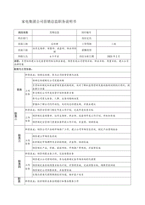 家电集团公司营销总监职务说明书.docx