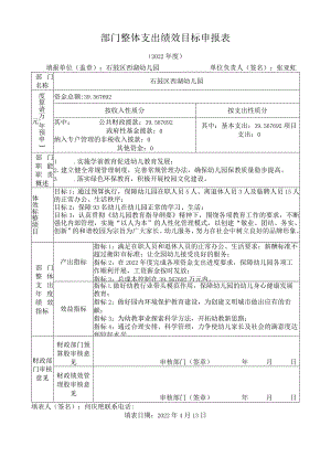 部门整体支出绩效目标申报表.docx