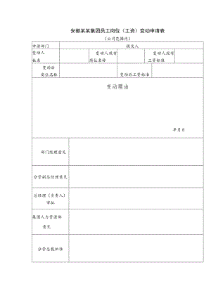 安徽某某集团员工岗位（工资）变动申请表.docx