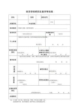 西京学院研究生复学审批表.docx