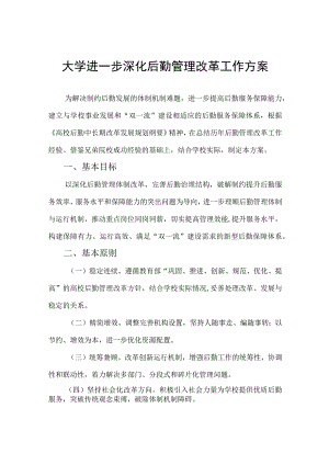 大学进一步深化后勤管理改革工作方案.docx