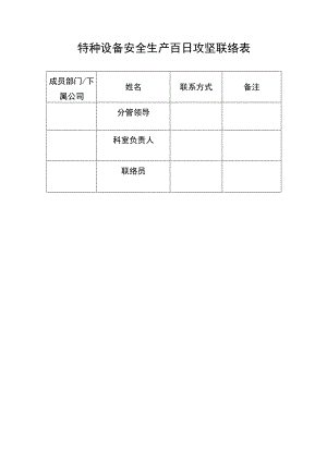 特种设备安全生产百日攻坚联络表.docx