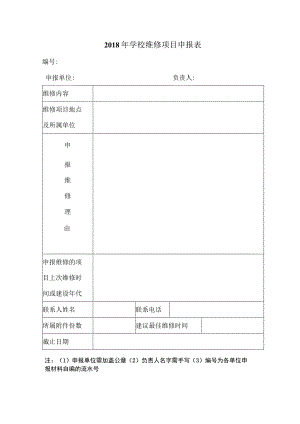2018年学校维修项目申报表.docx