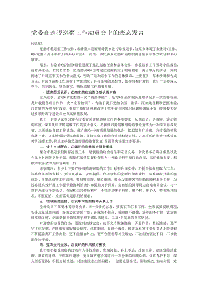 党委在巡视巡察工作动员会上的表态发言.docx