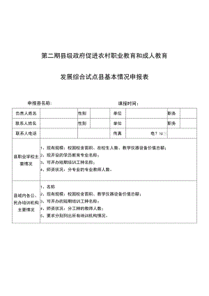第二期县级政府促进农村职业教育和成人教育发展综合试点县基本情况申报表.docx