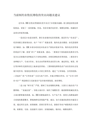 当前制约农牧民增收的突出问题及建议.docx