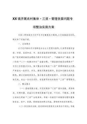 XX镇开展农村集体“三资”管理贪腐问题专项整治实施方案.docx