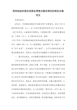 局党组组织落实巡察反馈意见整改情况的报告合集范文.docx