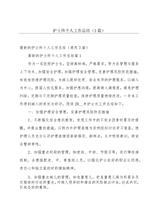 护士终个人工作总结（3篇）.docx