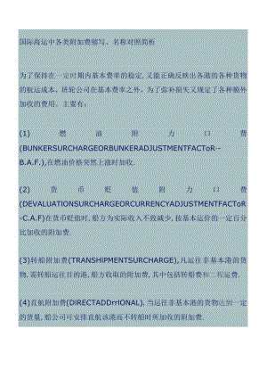 国际海运中各类附加费缩写、名称对照简析.docx