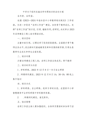 中学关于组织实施名师专题培训的活动方案.docx