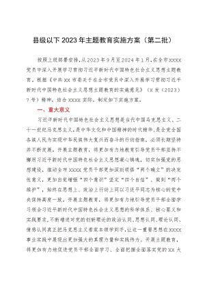 县级以下2023年主题教育实施方案（第二批）.docx