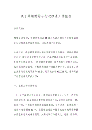 关于某镇的综合行政执法工作报告.docx