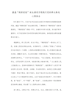 重温“枫桥经验”诞生演进历程践行党的群众路线心得体会.docx