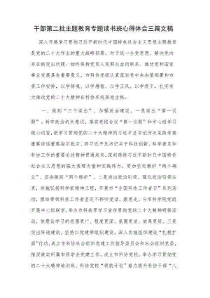 干部第二批主题教育专题读书班心得体会三篇文稿.docx
