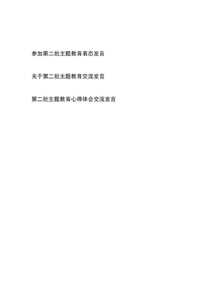 参加第二批主题教育交流表态发言心得体会共3篇.docx