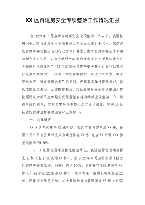 XX区自建房安全专项整治工作情况汇报.docx