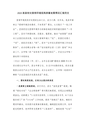 2023某县优化营商环境促高质量发展情况汇报范文.docx