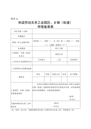 和谐劳动关系工业园区、乡镇（街道）申报备案表.docx