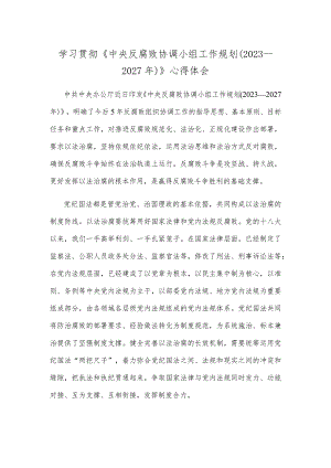 学习贯彻《中央反腐败协调小组工作规划（2023—2027年）》心得体会.docx