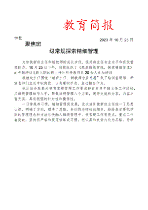 开展新班主任培训活动简报.docx